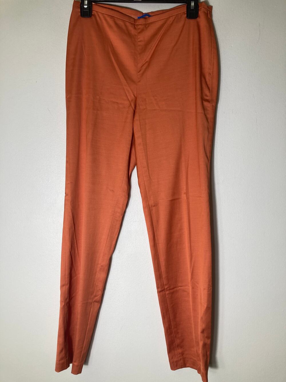 J. McLaughlin Orange Flat Front Side Zip Cigarette Style Pants Sz 2